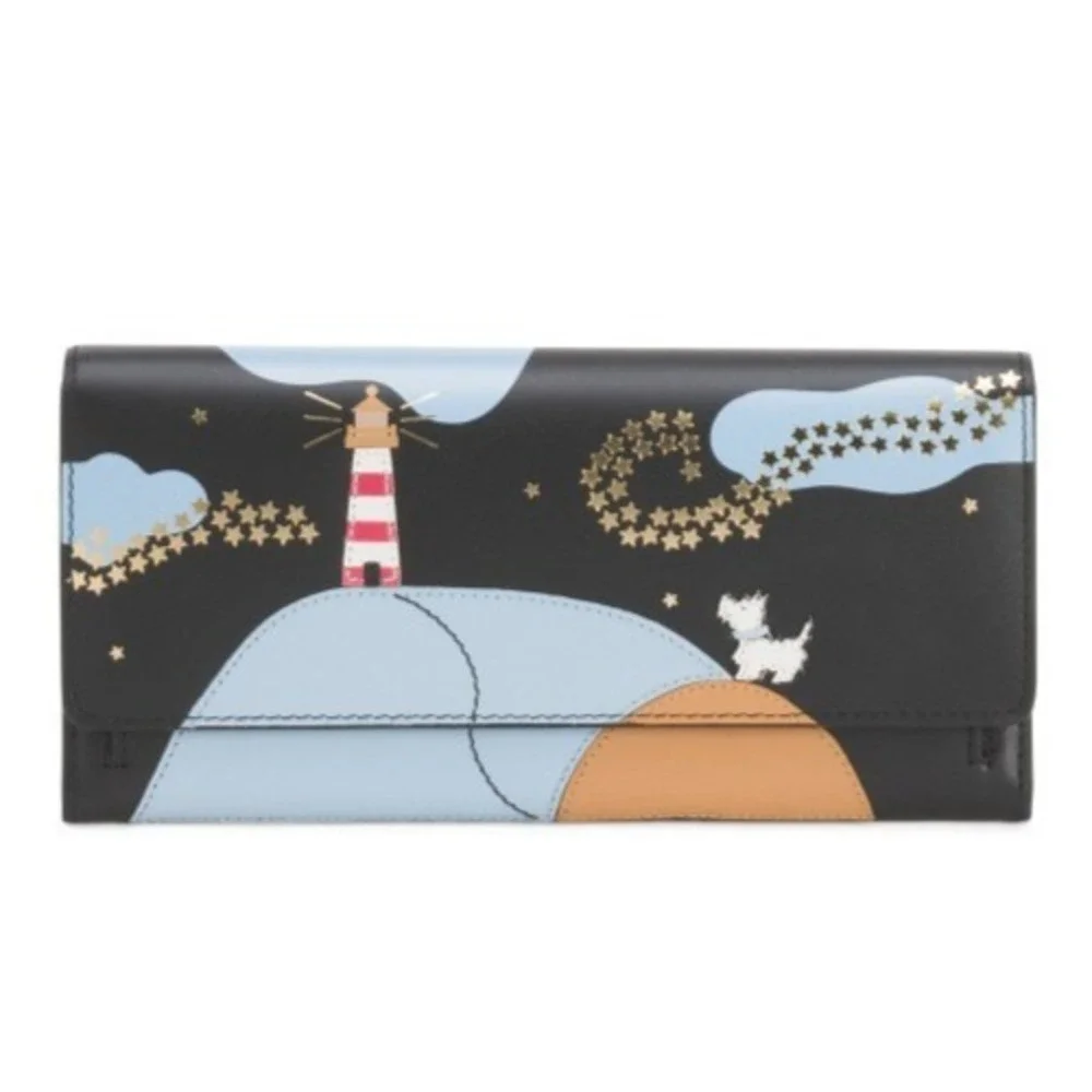 Radley London Lighthouse Large Flap Over‎ Matinee Wallet Leather Black Scottie